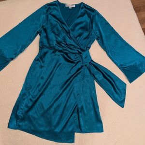 Emma & Michele Turquoise Satin Dress